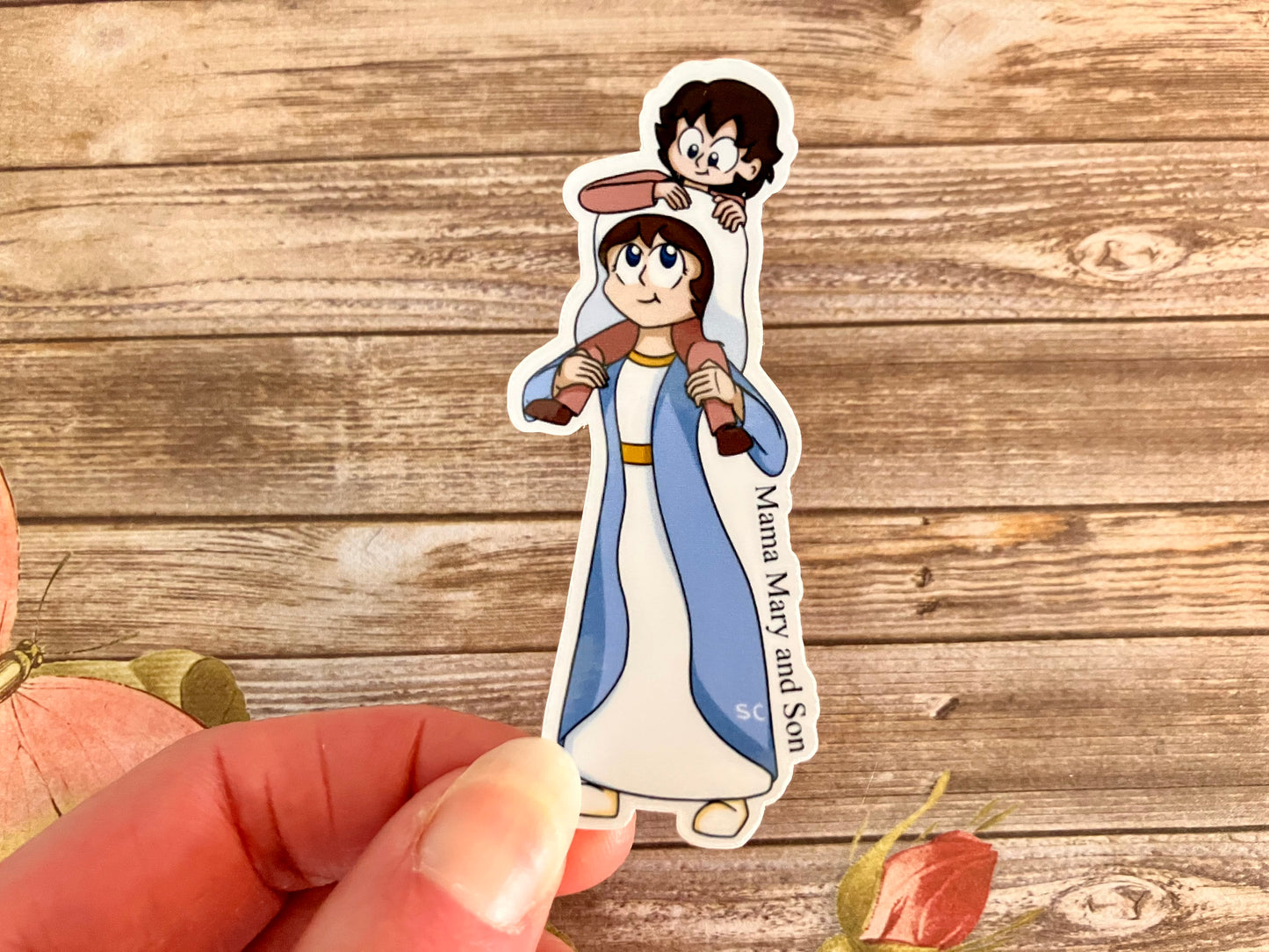 Mama Mary and Son Matte Sticker, Catholic Stickers, Saint Stickers, Catholic Saint Stickers, Catholic Saints, Catholic Gifts