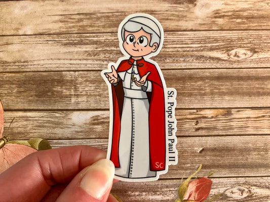 St. Pope John Paul II Matte Sticker, Catholic Stickers, Saint Stickers, Catholic Saint Stickers, Catholic Saints, Catholic Gifts