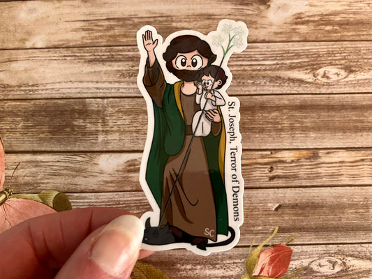 St. Joseph Terror of Demons Matte Sticker, Catholic Stickers, Saint Stickers, Catholic Saint Stickers, Catholic Saints, Catholic Gifts