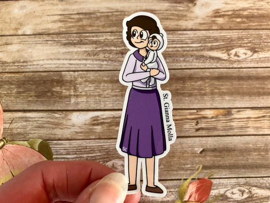 St. Gianna Molla Matte Sticker, Catholic Stickers, Saint Stickers, Catholic Saint Stickers, Catholic Saints, Catholic Gifts