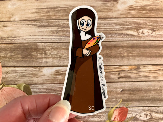 St. Catherine of Bologna Matte Sticker, Catholic Stickers, Saint Stickers, Catholic Saint Stickers, Catholic Saints, Catholic Gifts