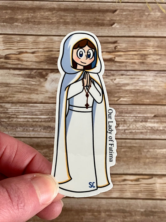 Our Lady of Fatima Sticker, Catholic Stickers, Saint Stickers, Catholic Saint Stickers, Catholic Saints, Catholic Gifts, Vinyl Stickers